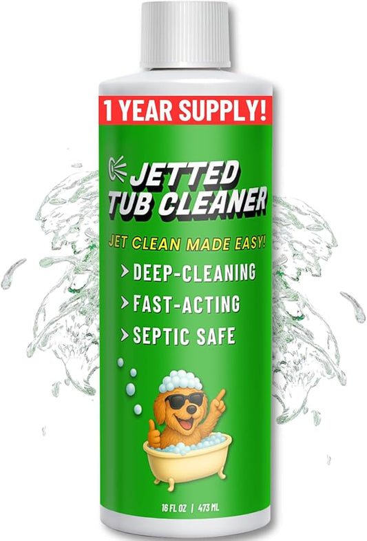 Jetted Tub Cleaner For Bathtub Jets - Whirlpool & Jacuzzi Tubs, Fast Acting, Best Spa Cleaner Chemical For The Jets And The Tubes, Pro Grade Heavy Duty, Made In USA, 16 oz