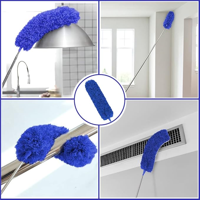Microfiber Duster, 8PCS Feather Duster with 100 Inch Telescoping Extension Pole, Reusable Bendable Dusters, Washable Lightweight Dusters for Ceilings Fans(2023 UAGRED)