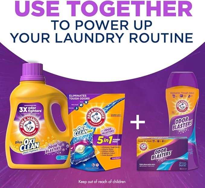 ARM & HAMMER Plus OxiClean Odor Blasters Fresh Burst, 77 Loads Liquid Laundry Detergent, 100.5 Fl oz (Pack of 2)
