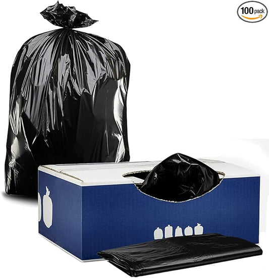Plasticplace 25 Gallon Trash Bags │ 2.0 Mil Equiv.│ Black Eco-friendly Garbage Can Liners │ 30" x 36" (100 Count)