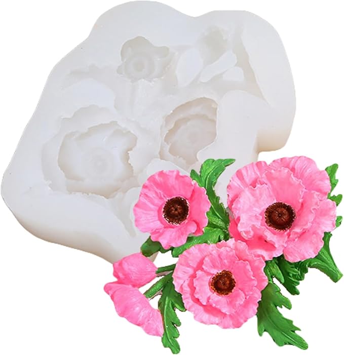 3D Flower Bouquet Candle Soap Silicone Molds Fondant Chocolate Candy Cake Decorating Mould Resin Clay Baking Pastry Tools (Hibiscus)