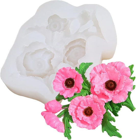 3D Flower Bouquet Candle Soap Silicone Molds Fondant Chocolate Candy Cake Decorating Mould Resin Clay Baking Pastry Tools (Hibiscus)