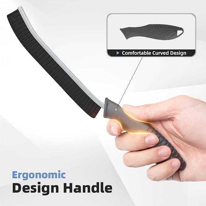 Hard Bristle Crevice Cleaning Brush - Cleaning Supplies - Grout Cleaning Brushes for Household Use - Crevice Cleaning Tool for Bathroom, Home and Kitchen (3, Grey)