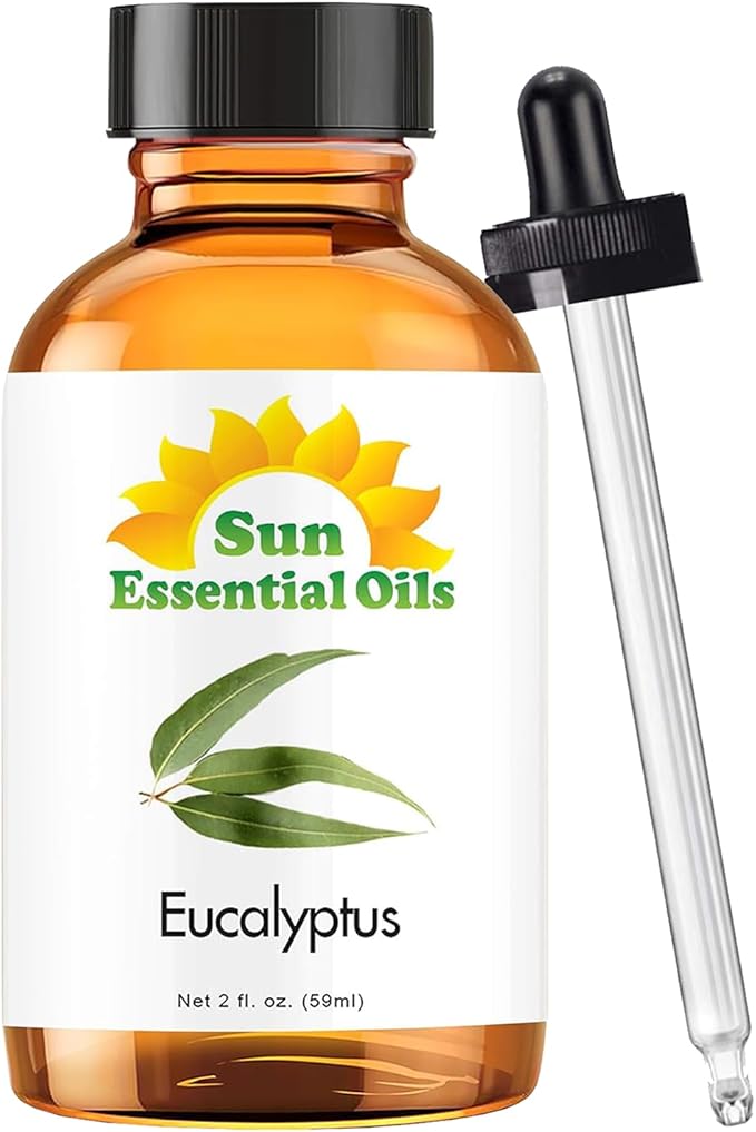 Sun Essentials Oils - 2 oz Eucalyptus Essential Oil with Dropper for Diffuser, Skin, Aromatherapy Massage, Humidifier, Scent for Candle, Lotion & Soap Making at Home, Fragrance for Room