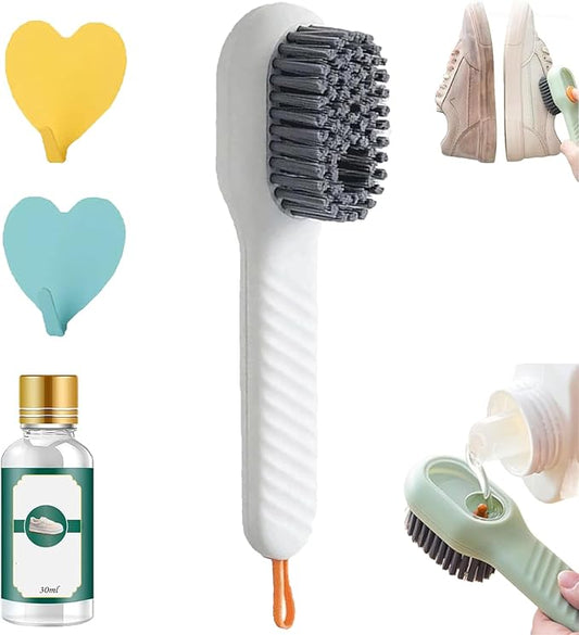 2 in 1 Multifunction Cleaning Brush, Multifunctional Cleaning Brush with Soap Dispenser, Liquid Filled Laundry Brush, Household Cleaning Clothes Shoes Brush with Liquid Box (White)