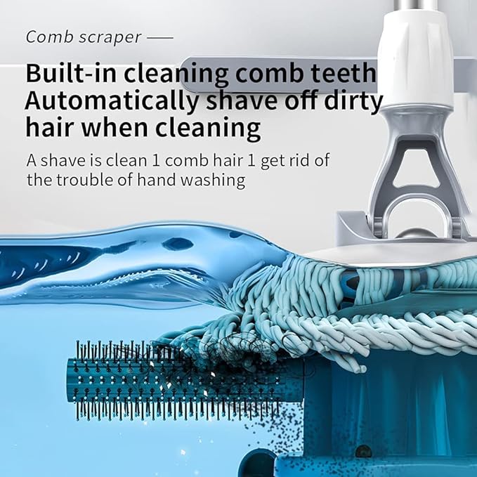 Spin Mop Bucket Deluxe 360 Spinning Floor Cleaning System with 6 Microfiber Replacement Head Refills,62" Extended Handle,4X Wheel for Home Cleaning