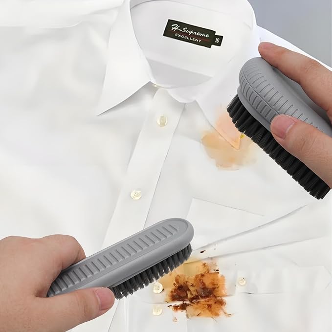 2 PCS Cleaning Brush, Soft Bristle Brush, Household Laundry Scrub Brushes, Easy to Grip Scrubbing Nail Brushes for Clothes Shoes Cleaning Countertops Bathtubs(Grey)