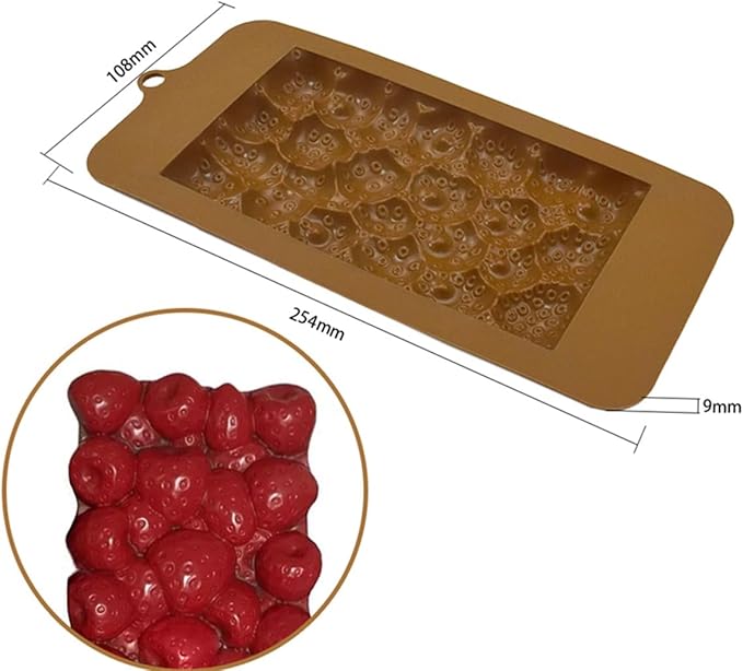 mostsom Chocolate Mold Silicone Strawberry Shape Mold for Stuffed Bar, Rectangle Pistachio Chocolate Bar Break Apart Candy Bar Molds (F_ 8.92x4.04x0.36 inch)