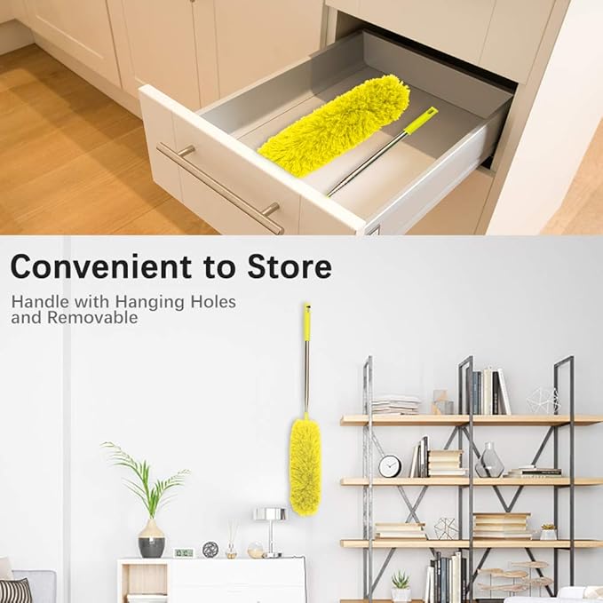 DELUX Microfiber Feather Duster Extendable Cobweb Duster with 100 inches Extra Long Pole, Bendable Head & Scratch-Resistant Hat for Cleaning Ceiling Fan, High Ceiling, Blinds, Furniture & Cars