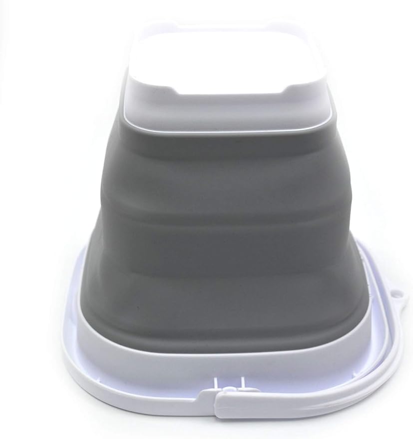 SAMMART 2.6L (0.68 Gallon) Super Mini Sqare Collapsible Plastic Bucket - Foldable Square Tub - Portable Fishing Water Pail - Space Saving Outdoor Waterpot (1, Grey)