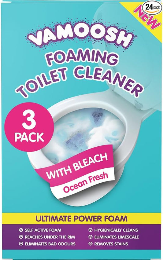 Vamoosh 6-in-1 Toilet Foaming Cleaner | Self-Activating Foam Technology | Stays Active for 10 Minutes | Easy to Use | Removes Stains | Eliminates Limescale & Removes Odor | 100g (Pack of 24)