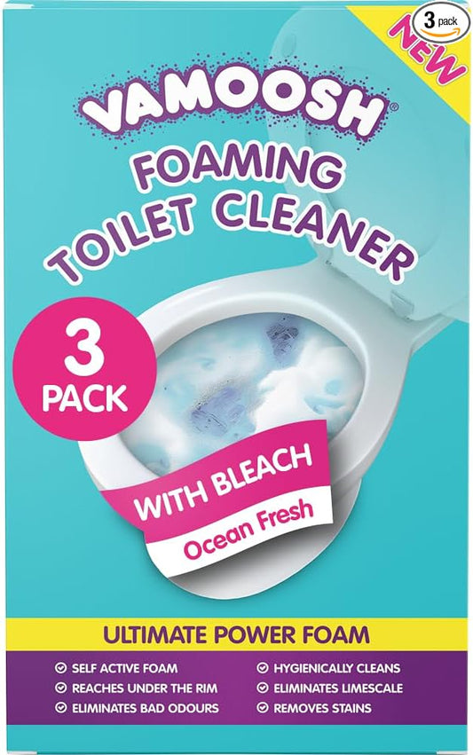 Vamoosh 6-in-1 Toilet Foaming Cleaner | Self-Activating Foam Technology | Stays Active for 10 Minutes | Easy to Use | Removes Stains | Eliminates Limescale & Removes Odor | 100g (Pack of 3)