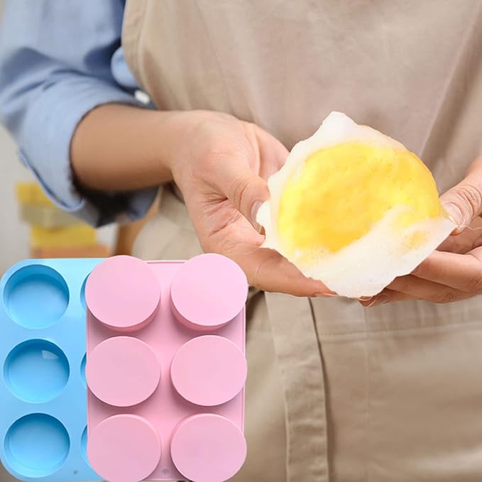Round Soap Molds for Soap Making,2pc 4oz Large Size 6 Cylinder Silicone Molds for Loofah Soap,Bath Bombs,Shower Steamer, Lotion Bars