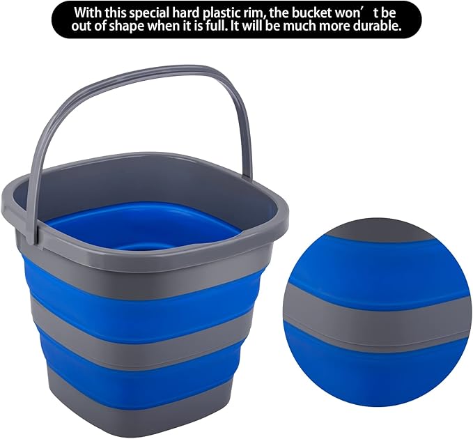 Collapsible Bucket with 1.32 Gallon (5L), Small Plastic Bucket for Sand or Beach, Portable Water Tub for Cleaning, Fishing Water Pail