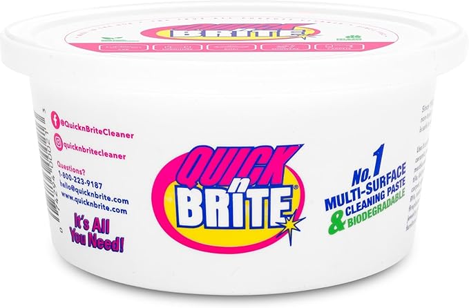 Quick 'n Brite All Purpose Cleaning Paste – Miracle Cleaner for Tough Stains, Biodegradable, Non-Toxic, Pet-Safe, Multi-Surface Stain Remover, Made in USA, 12 Oz