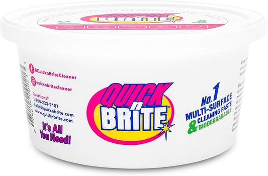 Quick 'n Brite All Purpose Cleaning Paste – Miracle Cleaner for Tough Stains, Biodegradable, Non-Toxic, Pet-Safe, Multi-Surface Stain Remover, Made in USA, 12 Oz
