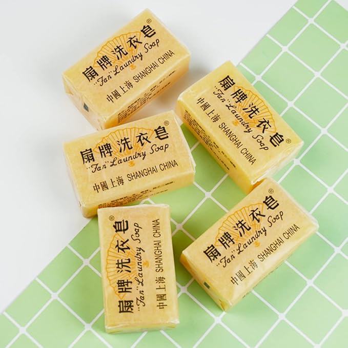 BEE & FLOWER Fan Laundry Soap Bar Laundry Stain Remover Laundry Bar Soap for Clothes Underwear Washing (5.3 Oz x 2)