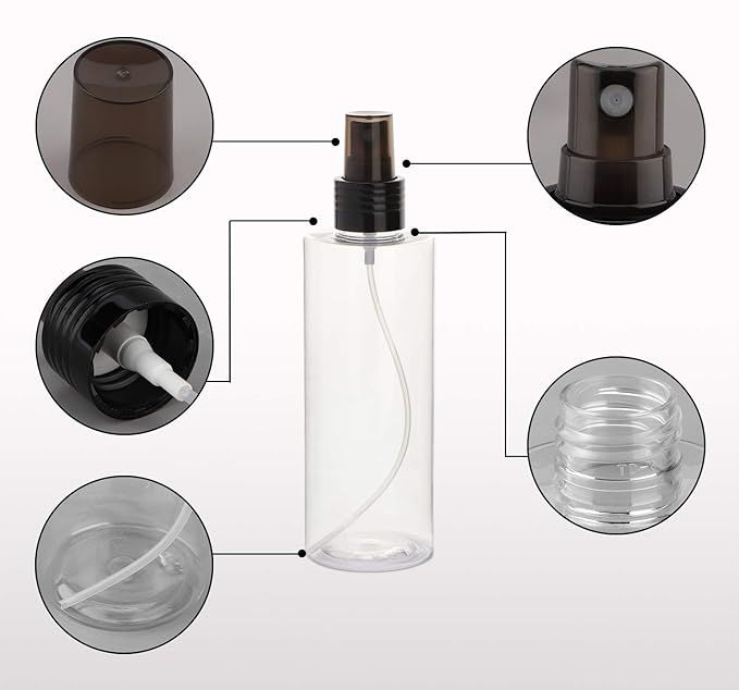 Yebeauty Empty Spray Bottles for Essential Oils, 3.4oz Refillable Clear Plastic Misting Spray Bottles Atomizer Fine Mister Spray Bottle for Beauty Products, Cleaning, Pack of 2