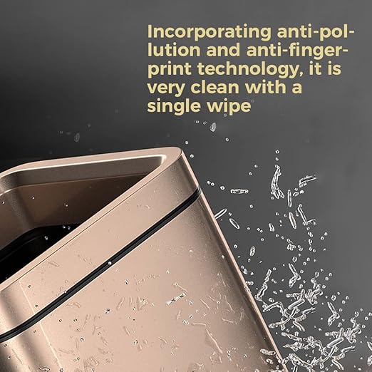 25L/6 Gallon Stainless Steel Square Trash Can, Large Kitchen Garbage Can, Office Commercial Trash Bin Champagne Gold Garbage Can, Large Open Top Waste Basket (25Lgold)