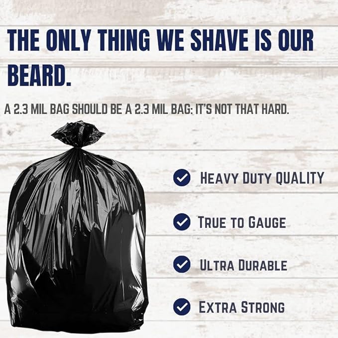 Plasticplace Trash Bags 32-33 Gallon │ 2.3 Mil │ Black Extra Heavy Garbage Bag │ 33” x 39” (100 Count) (W33LDB3)