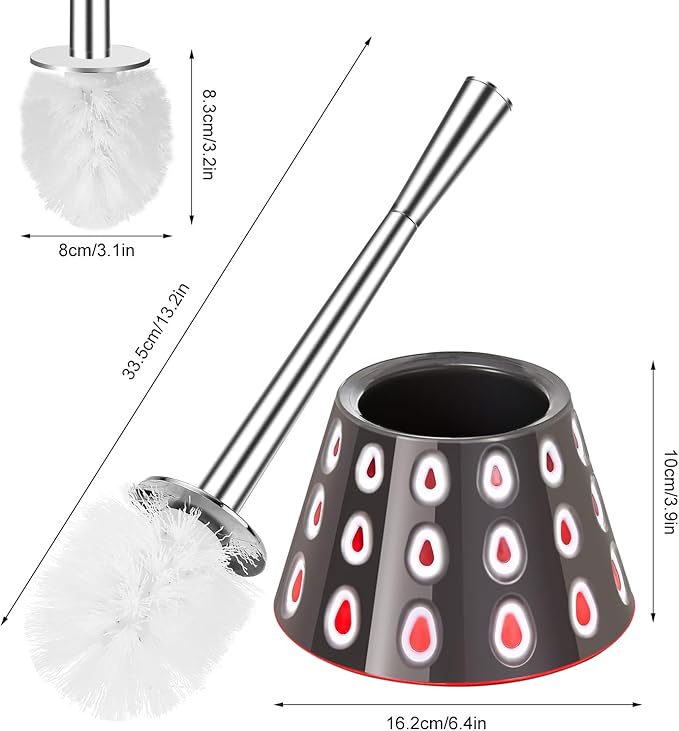 Modern Designer Toilet Brush and Holder Set – Charcoal Gray Decorative Bathroom Brush with Artistic Teardrop Pattern, Rust-Resistant and Compact, Ideal for Stylish Homes or Guest Bathrooms