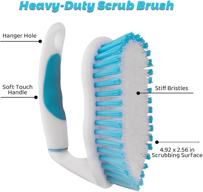 3 Pack Scrub Brush Set, Heavy-Duty Scrub Scrubbing Brushes for Cleaning, Grout Brush with Stiff Bristles Cleaning Brush for Bathroom, Bathtub, Kitchen, Floor, Tub, Tile, Sink