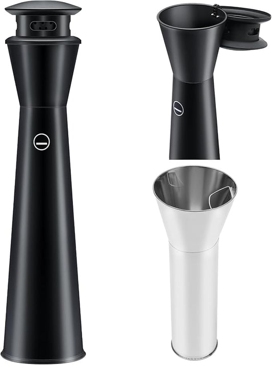 Steel Ash Receptacle Outdoor Trash Can with Lid, 43" Height, Black, Standing Ash Bin with Removable Inner Bucket Vertical Trash Container for Outside Home Backyard Patio Office Hotel