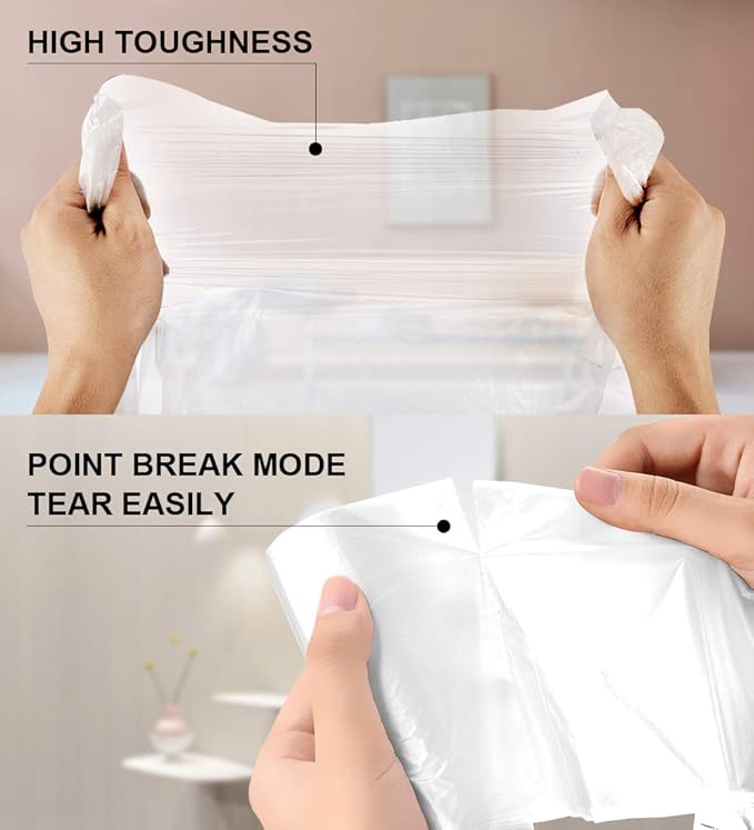 FORID 13 Gallon Trash Bags - Clear Plastic Garbage Bags Medium Tall Trash Can Liners for Kitchen Office Home Waste Bins Unscented One Box with 5 Roll 110 Count 55 Liter - Thick & Durable Trash Bag