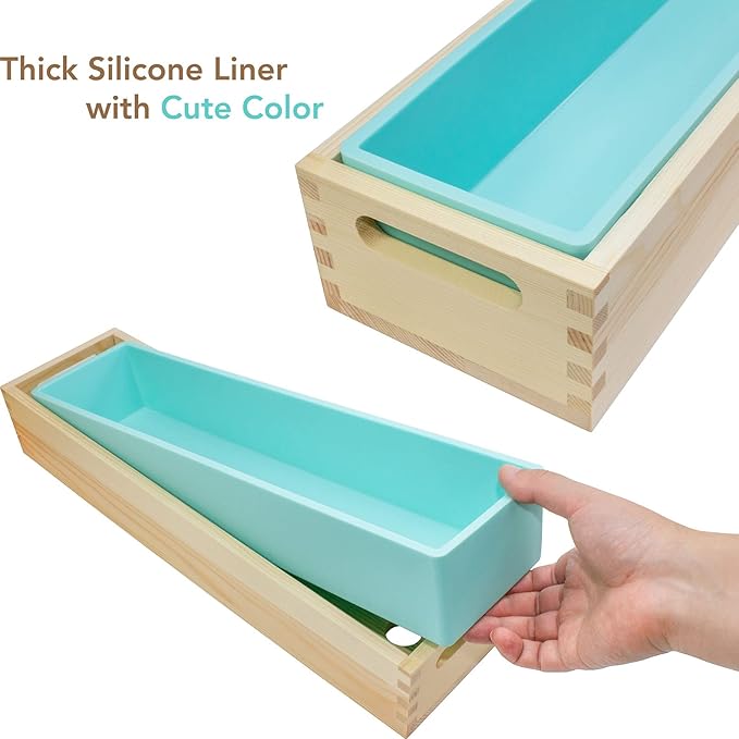 Wooden Soap Molds for Soap Making Large- 5 lb Soap Molds Loaf with Cover, Rectangle Silicone Soap Loaf Molds 77 oz (5 lb Standard Mold)