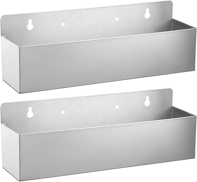 2 PCS 15 Inch Single Speed Rail Stainless Steel Liquor Bottle Holder Wall Mounted Spray Bottle Rack Drink Rail Shelf for Bars, Restaurants