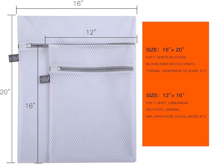 Kimmama Laundry Bags Mesh Wash Bag, Lingerie Bags for Washing Delicates, Net Washer Sack with Zipper, Dryer Pouch for Cleaning and Drying Cloths, Garment, Sweater, Bra, Pant, Sock, Toys, Hat