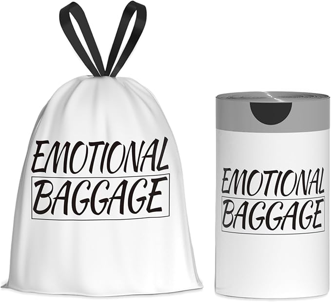 13 Gallon Trash Bags Drawstring, 50 Count Tall Kitchen Trash Bags, Sturdy Large Trash Bags, Emotional Baggage Printed Garbage Bags 13 Gallon Tall Kitchen, Tear Resistant Kitchen Garbage Bags