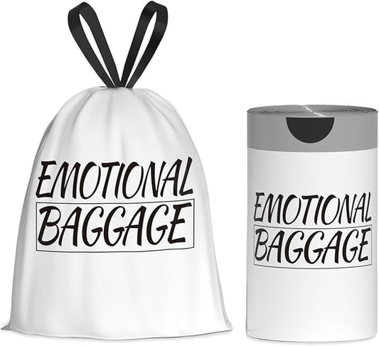 13 Gallon Trash Bags Drawstring, 50 Count Tall Kitchen Trash Bags, Sturdy Large Trash Bags, Emotional Baggage Printed Garbage Bags 13 Gallon Tall Kitchen, Tear Resistant Kitchen Garbage Bags