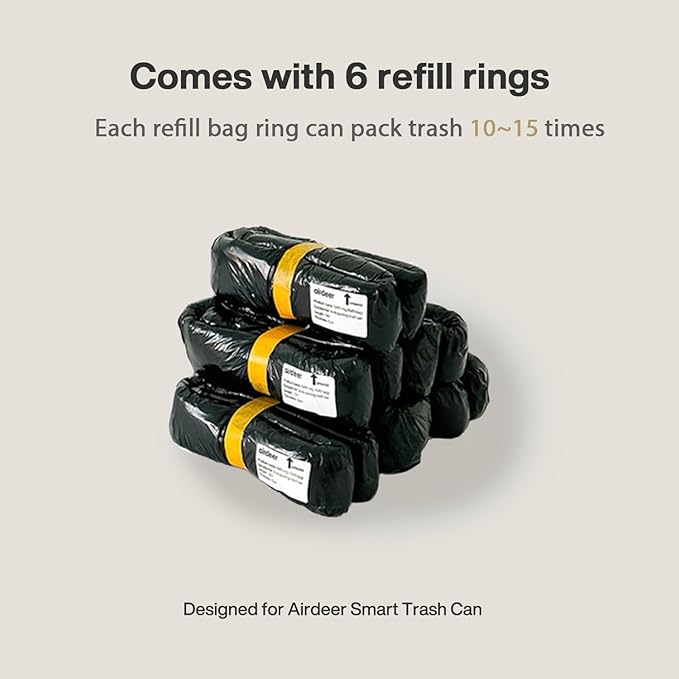 Airdeer L2 Automatic Trash Can, 8 Gallon Self Sealing and Self-Changing Smart Trash Can, Motion Sensor, Touchless Garbage can with lid for Kitchen Office, 6 Refill Bag Rings(White)