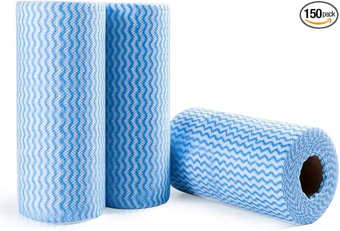 Handi Wipes Reusable Cloths, Blue Disposable Kitchen Cleaning Rolls, Heavy Duty Cleaning Cloths,J Cloth, Blue, 50 Pcs/Roll, Total 3 Rolls