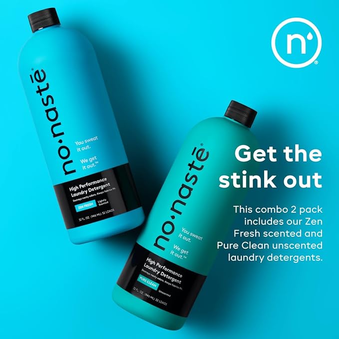 Nonaste Liquid Laundry Detergent - 64 Fl Oz (Pack of 2) - Active Wear Laundry Detergent for Workout Clothes & More - Scented & Unscented Bundle, Gentle & Color Safe