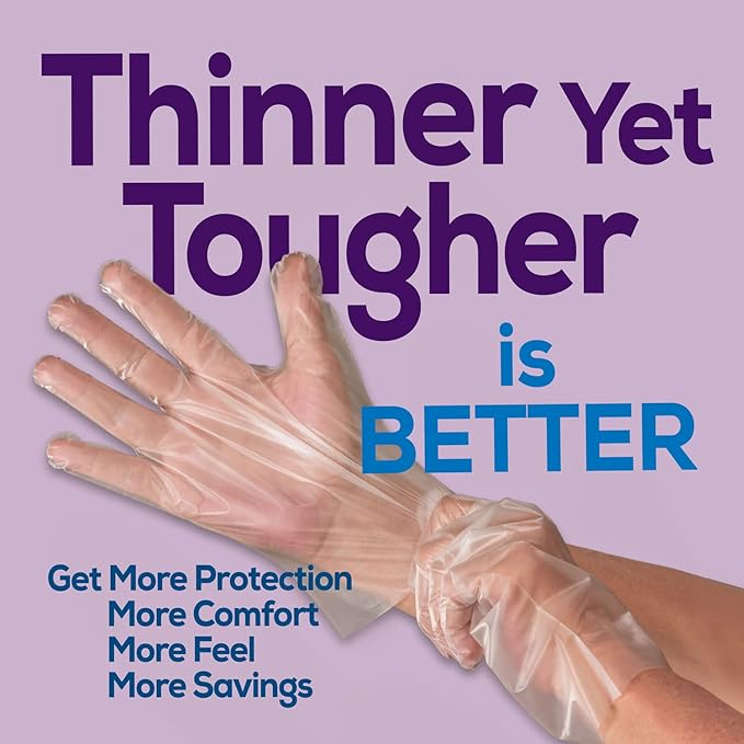 Protospheric Premium Disposable Stretch Cleaning Safety Gloves, Nitrile, Vinyl, Latex and Powder Free