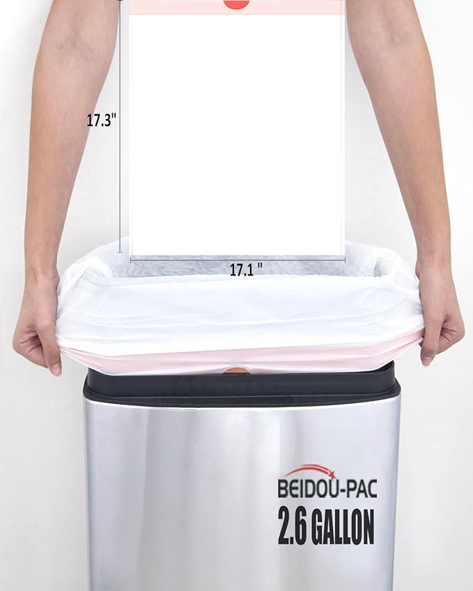 Trash Bags 2.6 Gallon Drawstring, 100 Count, Multifold Roll Garbage Bags, Small Kitchen Trash Bags, Odorless & Extra Thick White Plastic Food Scrap Bag for Home Office Bathroom Kitchen Bins