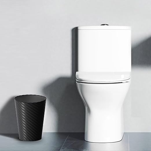 Bathroom Trash Can, 3 Pack 1.8 Gallons Small Trash Can with Trash Bags, Bathroom Garbage Can, Plastic Trash Bin, Round Waste Basket for Bedroom, Office, Kitchen, Room, Compact Space (Black)