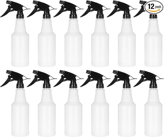 PATIKIL 500ml/16oz Plastic Spray Bottles, 12pcs Adjustable Nozzle Leak Proof Empty Water Mist Stream Sprayer for Cleaning Solutions Plants Hair, Black