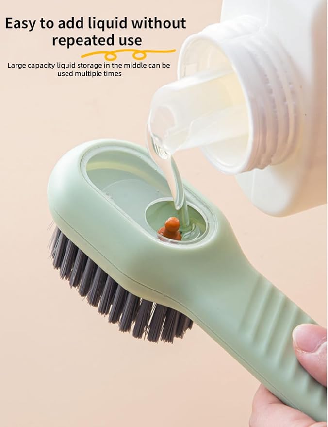 luvilly2Pack Multifunctional Laundry Brushes, Cleaning Brush with Soap Dispenser,Scrub Brush with Soap Dispenser,for Bathroom (Green and White)