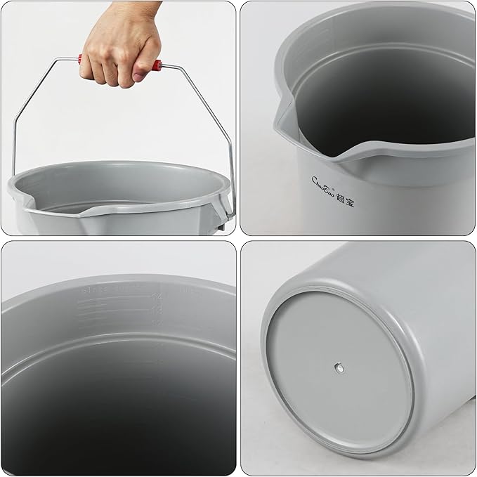 4 Pack Round Utility Bucket with Spout and Handle, 14 Quart Commercial Plastic Cleaning Pail, Grey