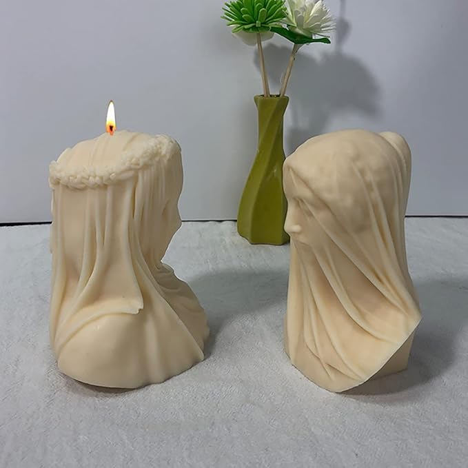 Silicone Candle Molds - 2 Pack Goddess Head, Veiling Girl, Cartoon & Resin Molds for Candles, Soap & Home Decoration