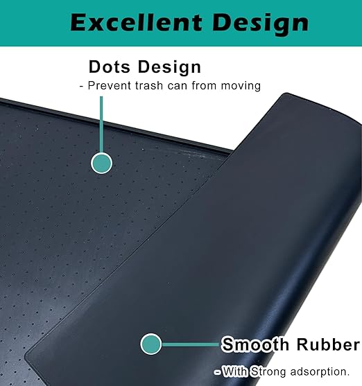 Trash Can Mat 2 Pack, Waterproof Raised Edge Silicone Under Garbage Can Mat, 11.8" X18.9" Non-Slip Trash Can Pad for Kitchen Office Bedroom Reduce Floor Carpet Wall Scratches, Black