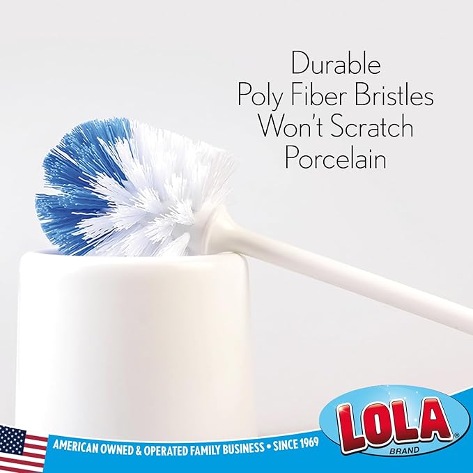 LOLA Classic Toilet Brush, 6 Pack, Durable Fiber Stiff Bristles, Compact Size, Non-Scratch, Long-Lasting