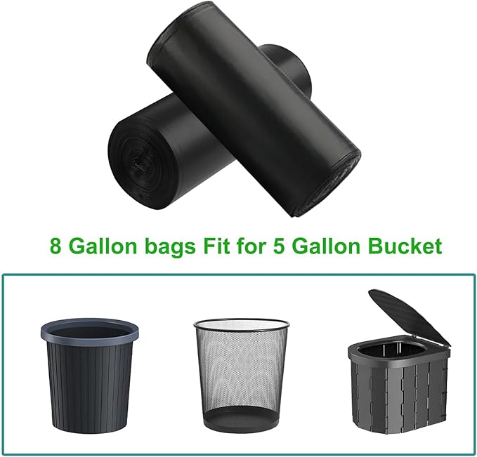 80 PCS Portable Toilet Bags for Camping, Biodegradable Porta Potty Bags - 8 Gallon Thickened Waste Bags Fit for 5 Gallon Bucket, Camping Poop Bag, Trash Bags for Home Boating Travel Outdoor