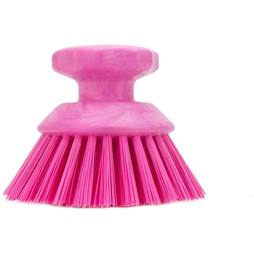 SPARTA 42395EC26 Plastic Scrubber Brush, Round Brush, Dish Scrub Brush With Color Coded For Cleaning, Kitchen, Bathroom, Bathtub, Dishes, Sink, 5 X 5 X 4 Inches, Pink, (Pack of 6)