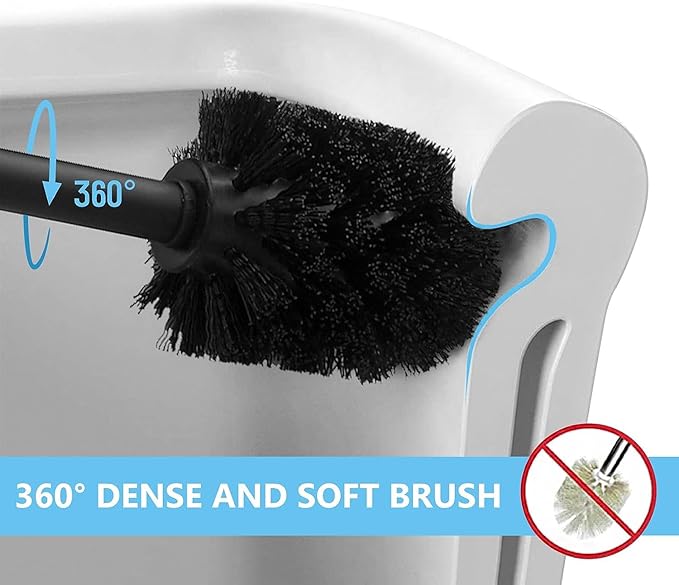Deep & Sturdy Toilet Bowl Brush with Holder - Durable Scrubbing - Toilet Cleaners - Household Essentials - Bathroom Cleaner - Cleaning Supplies - Household Supplies, Matte Navy