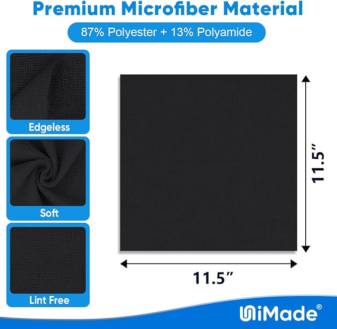 Microfiber Cleaning Cloth, 200 Pack Microfiber Towels for Cars Reusable Shop Rags Bulk Lint Free Cleaning Towels for Car Kitchen Automotive Bar Mechanic Restaurant Garage, 11.5"x 11.5", Black