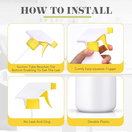 Tanlade 30 Pcs Plastic Spray Bottles 16 oz Leak Proof Squirt Bottle Refillable Empty Spray Water Mist Sprayer with Nozzles for Hair Essential Oil Cleaning Solutions Plants Pets (Yellow)